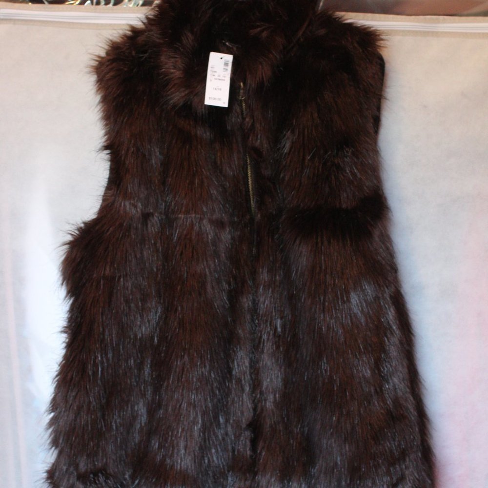 New Women's Brown Faux Fur Vest